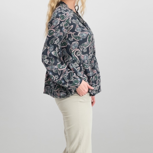 William Rast Atwood Pintuck Tie Neck Top - Picture 2 of 8